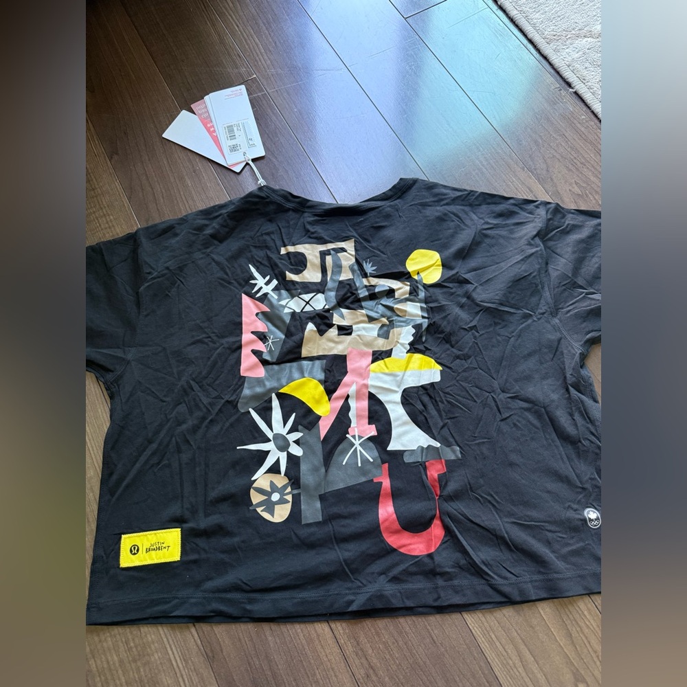 lululemon athletica Black Tee with Colorful Graphic